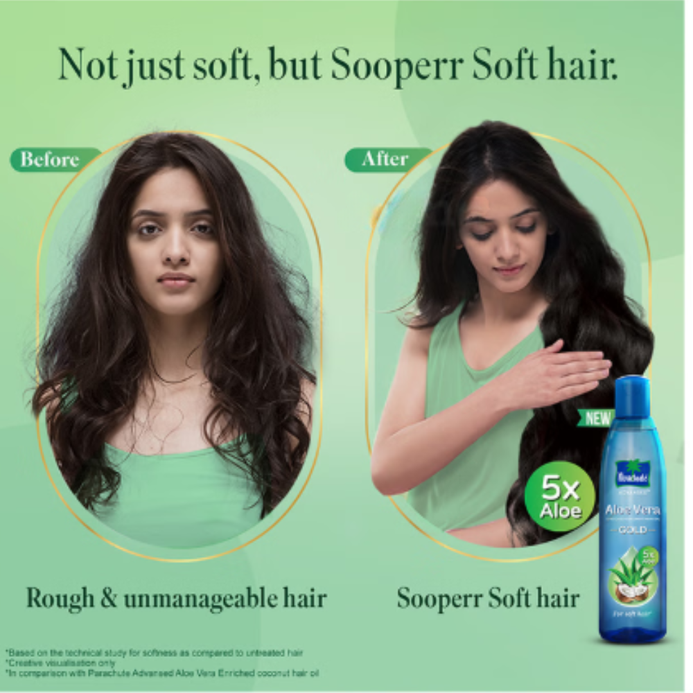 Parachute Advanced 5x Aloe Vera Enriched Coconut Hair Oil Gold | For Soft Hair - Image 3