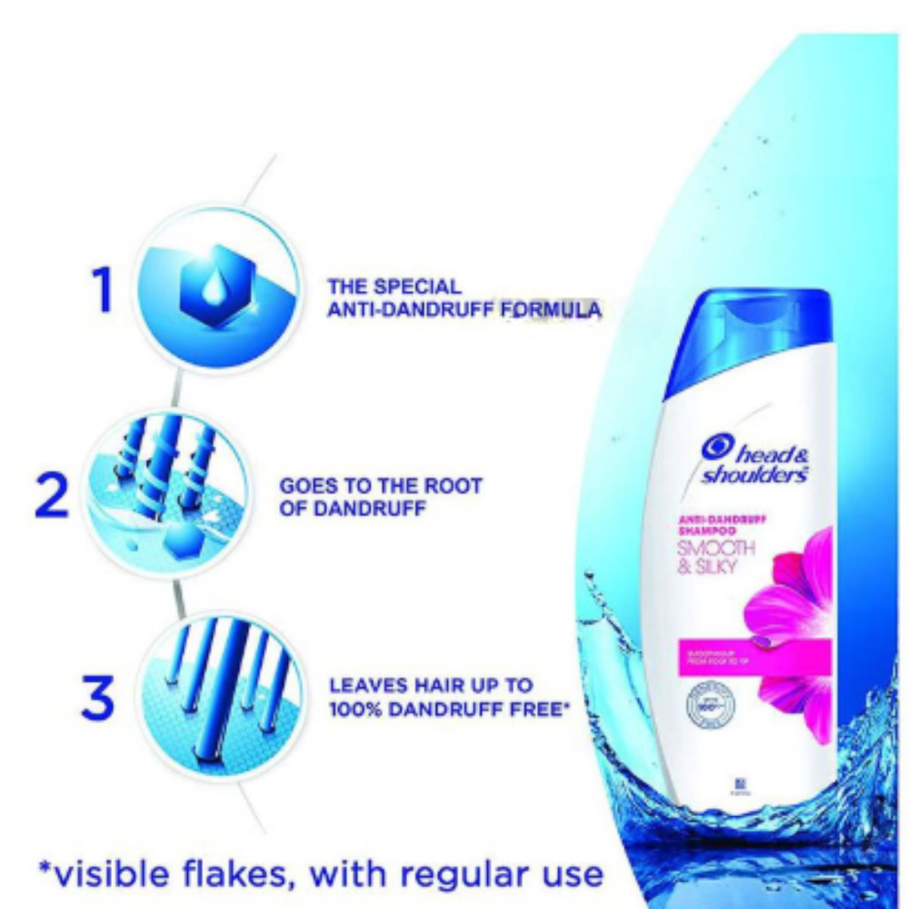 Head & Shoulders Smooth & Silky Anti-Dandruff Shampoo | For Hair Care - Image 3