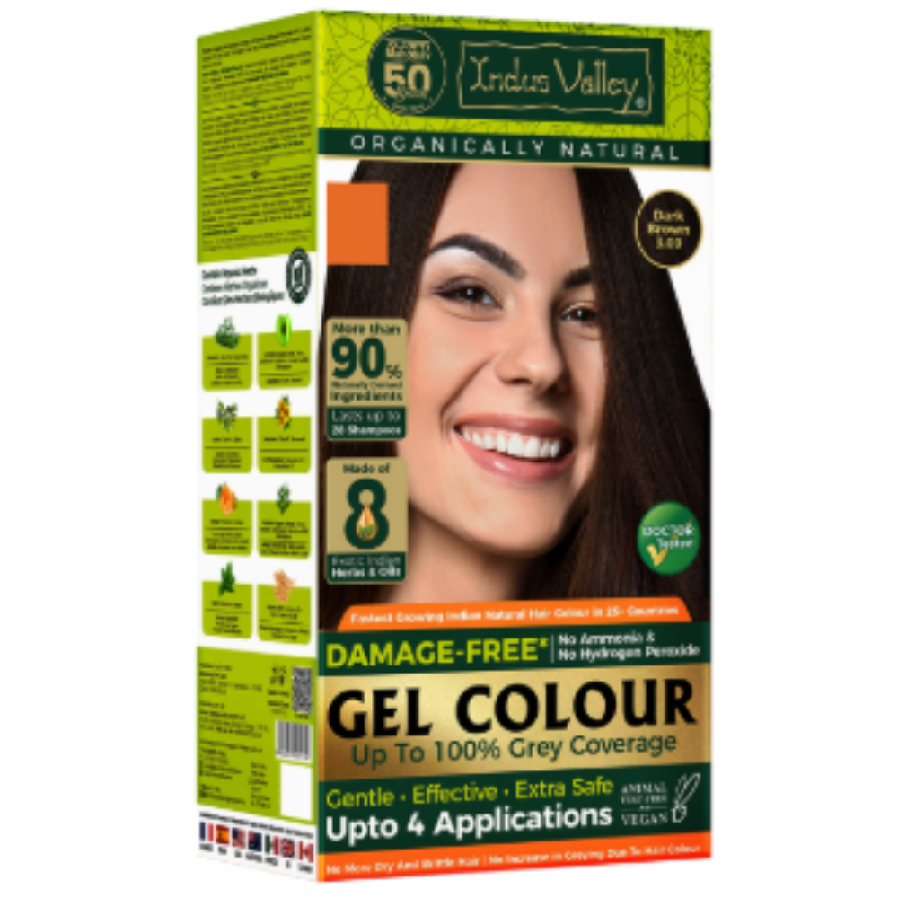 Indus Valley Organically Natural Hair Colour Gel | No Ammonia | Dark Brown