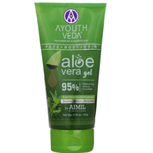 Ayouthveda Aloe Vera with Neem, Tulsi & Cucumber to Cool, Soothe Irritation & Calm Inflamed or Dry Skin Gel