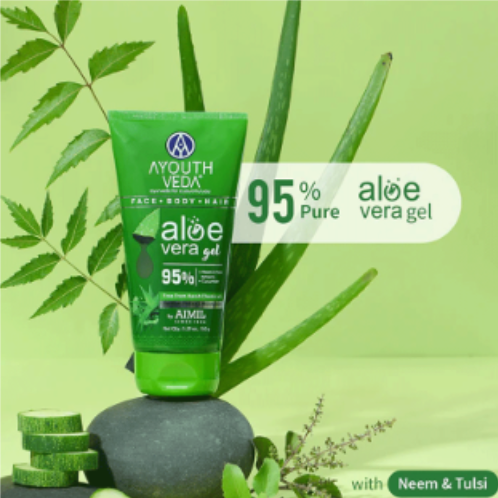 Ayouthveda Aloe Vera with Neem, Tulsi & Cucumber to Cool, Soothe Irritation & Calm Inflamed or Dry Skin Gel - Image 8