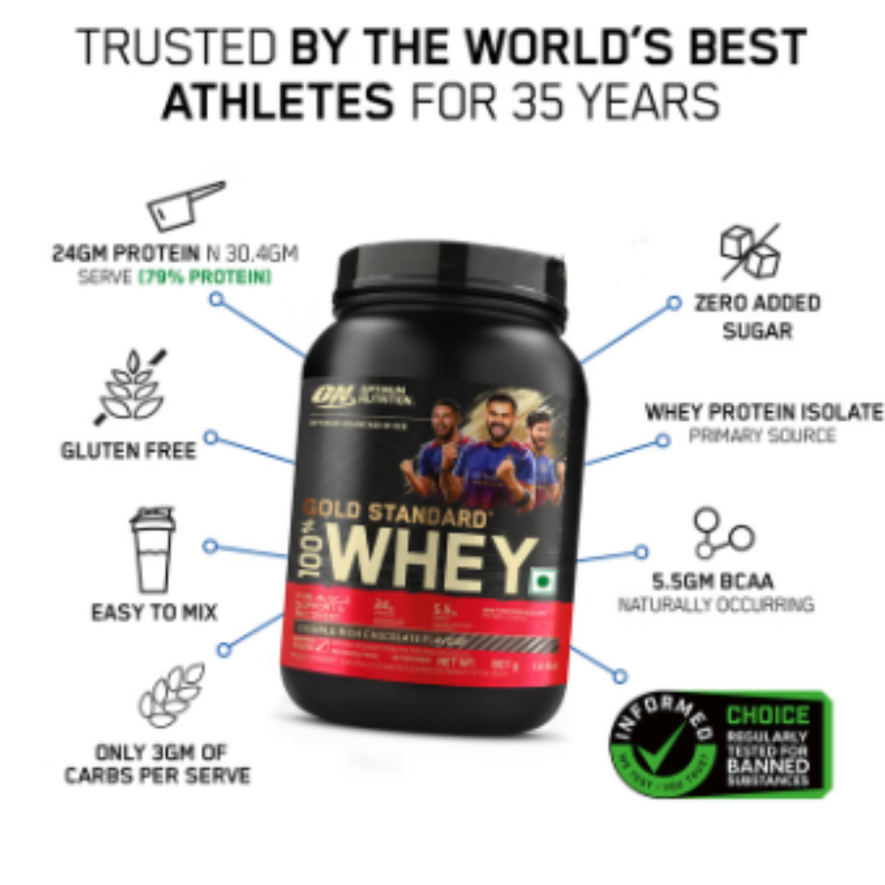 Optimum Nutrition (ON) Gold Standard 100% Whey Protein | For Muscle Recovery | No Added Sugar | Flavour Powder Double Rich Chocolate - Image 8
