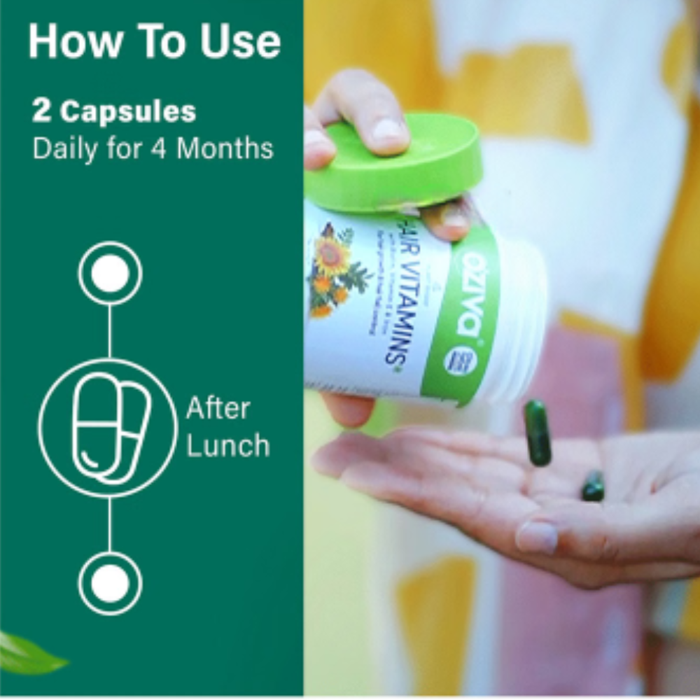 Oziva Hair Vitamins with DHT Blocker & Omega 3 | Vegetarian Capsule for Better Hair Growth & Hair Fall Control - Image 6