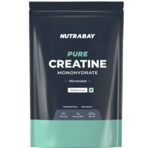 Nutrabay Creatine Monohydrate Amino Acid | Powder for Strength & Absorption | No Added Sugar | Unflavoured Unflavoured
