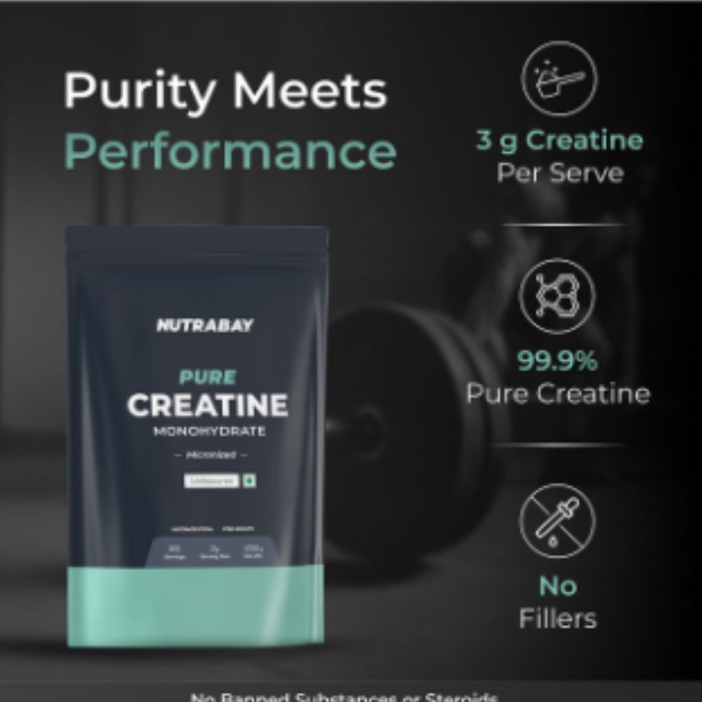 Nutrabay Creatine Monohydrate Amino Acid | Powder for Strength & Absorption | No Added Sugar | Unflavoured Unflavoured - Image 5