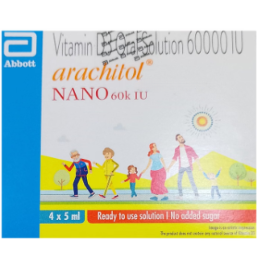 Arachitol Nano Bottle 60K IU Vitamin D3 Oral Solution (5ml each) | Bone, Joint and Muscle Care Abbott India Limited